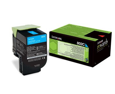 LEXMARK 802C toner cartridge cyan low capacity 1.000 pages 1-pack return program