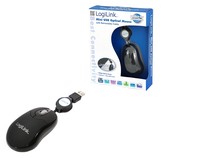 Mouse LogiLink USB Mini optisch 800dpi m. Kabeleinzug