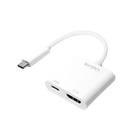 LogiLink 0.14m, 2xUSB-C/HDMI Bianco