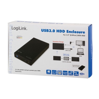 Box Esterno Hard Disk Logilink External Hdd Enclosure 3,5" Sata Usb 3.