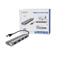 LOGILINK UA0307 LOGILINK - USB 3.0 hub, 4 port with card reader, aluminum casing, silver