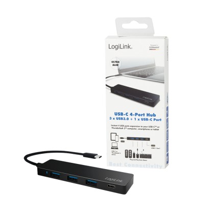LogiLink UA0311 hub di interfaccia USB 3.2 Gen 1 (3.1 Gen 1) Type-C 5000 Mbit/s Nero
