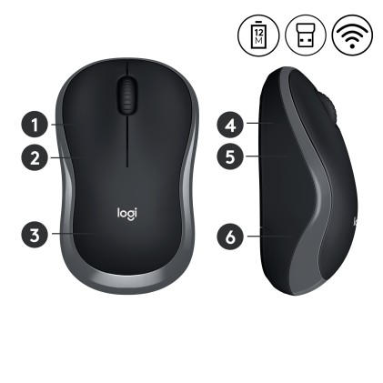 Logitech M185 mouse Ambidestro RF Wireless Ottico 1000 DPI