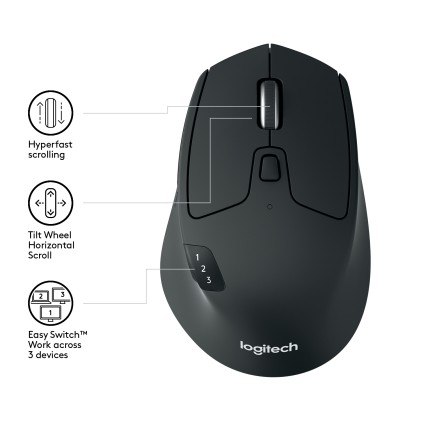 Mouse M720 Log Optical Bluetooth Logitech Nero 7 Pulsanti Wireless