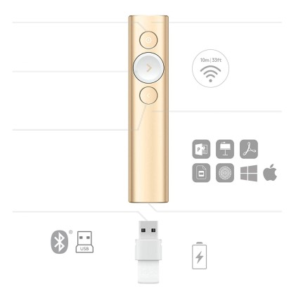 Logitech Spotlight puntatore wireless Bluetooth/RF Oro