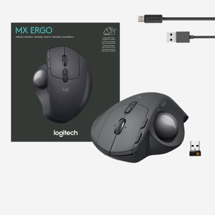 Logitech MX ERGO PLUS mouse Mano destra Wireless a RF + Bluetooth Trackball 440 DPI