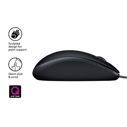 Logitech Mouse Usb Ottico B110 Silent Nero