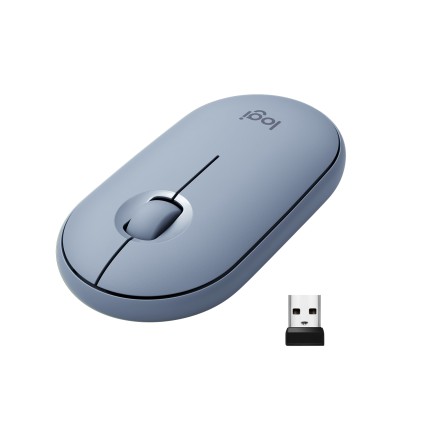 Logitech Pebble, mouse wireless con Bluetooth o ricevitore da 2,4 GHz, mouse per computer con clic silenzioso per laptop, notebook, iPad, PC e Mac