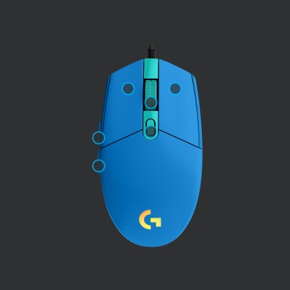 ORIGINALE Logitech Accessori per computer Blu 910-005798 G203 Gaming Maus USB, 6 pulsanti, 200 - 8000 DPI, RGB, 2.1 m, 62.15 x 116.6 x 38.2 mm, 85 g