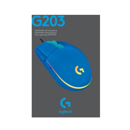 ORIGINALE Logitech Accessori per computer Blu 910-005798 G203 Gaming Maus USB, 6 pulsanti, 200 - 8000 DPI, RGB, 2.1 m, 62.15 x 116.6 x 38.2 mm, 85 g