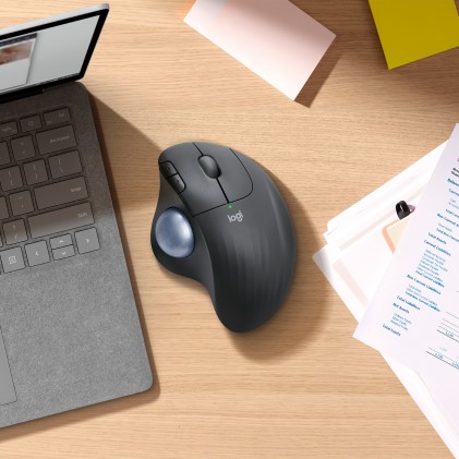 Logitech ERGO M575 Mouse Trackball Wireless - Facile controllo con il pollice, Tracciamento fluido, Design ergonomico e confortevole, per Windows, PC e Mac, con Bluetooth e USB