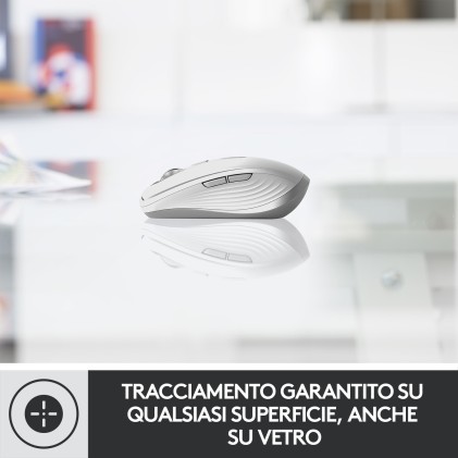 Logitech MX Anywhere 3 Mouse Compatto Performante – Wireless, Scroller Elettromagnetico, Ergonomico, Sensore 4000 DPI, Pulsanti Custom, USB-C, Bluetooth, Apple Mac, iPad, Windows PC, Linux, Chrome