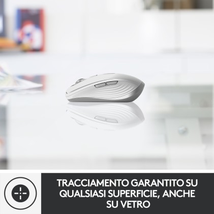 Logitech MX Anywhere 3 per Mac – Mouse Compatto Performante, Wireless, Scroller Magnetico Veloce, Su Ogni Superficie, Sensore 4000 DPI, Pulsanti Custom, USB-C, Bluetooth, Apple Mac, iPad, Windows
