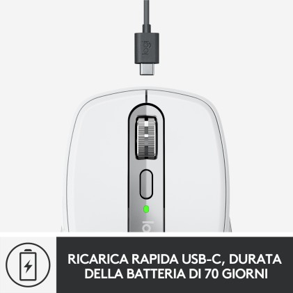 Logitech MX Anywhere 3 per Mac – Mouse Compatto Performante, Wireless, Scroller Magnetico Veloce, Su Ogni Superficie, Sensore 4000 DPI, Pulsanti Custom, USB-C, Bluetooth, Apple Mac, iPad, Windows