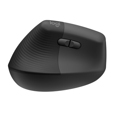 Logitech Lift Left Mouse Ergonomico Verticale, per Mancini, Senza Fili, Bluetooth o Logi Bolt USB, Clic Silenziosi, 4 Tasti, Compatibile con Windows / macOS / iPadOS, Laptop, PC. Grafite