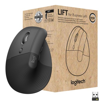 Logitech Lift for Business mouse Mancino RF senza fili + Bluetooth Ottico 4000 DPI per mancini - CONFEZIONE APERTA