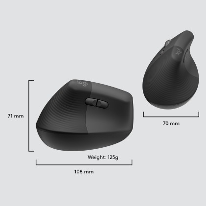 Logitech Lift for Business mouse Mancino RF senza fili + Bluetooth Ottico 4000 DPI per mancini - CONFEZIONE APERTA