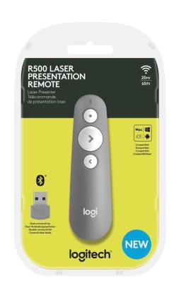 Logitech R500 puntatore wireless Bluetooth/RF Grigio