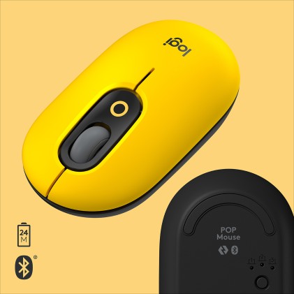 Logitech Mouse Wireless Pop Bluetooth Usb, Retail, Blast Yellow
