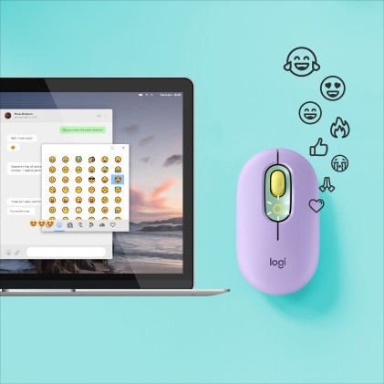 Logitech POP Mouse Wireless con Emoji personalizzabili, Tecnologia SilentTouch, Precisione e Velocit&agrave;, Design Compatto, Bluetooth, USB, Multidispositivo, Compatibile OS - Daydream