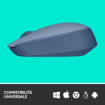 ORIGINALE Logitech Accessori per computer Blu / Grigio 910-006866 Maus Logitech M171 Mouse Wireless per PC, Mac, Laptop, 2,4 GHz con Mini Ricevitore USB, Tracciamento Ottico, Durata della Batteria di 12 mesi, Ambidestro - Blu