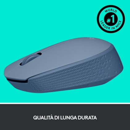 ORIGINALE Logitech Accessori per computer Blu / Grigio 910-006866 Maus Logitech M171 Mouse Wireless per PC, Mac, Laptop, 2,4 GHz con Mini Ricevitore USB, Tracciamento Ottico, Durata della Batteria di 12 mesi, Ambidestro - Blu