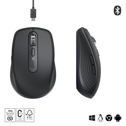 Logitech MX Anywhere 3S mouse Mano destra RF senza fili + Bluetooth Laser 8000 DPI