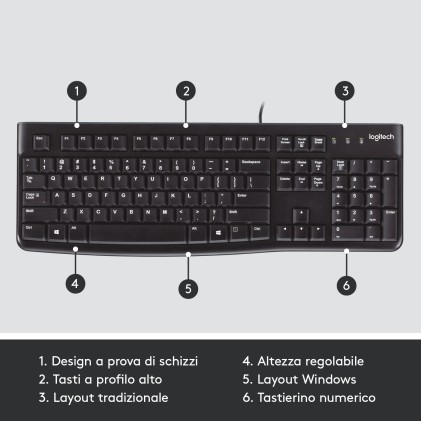 Tastiera Computer Logitech 920-002492 K120 Keyboard Nero