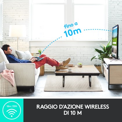 Tastiera K400 Plus Log Bk Con Touch Wireless Nera Usb Retail Unifiyng