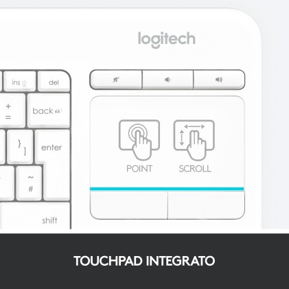Logitech Tastiera Wireless Touch K400Plus White Usb-Ita Layout