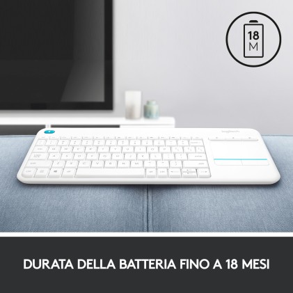 Logitech Tastiera Wireless Touch K400Plus White Usb-Ita Layout