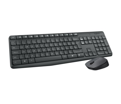 Logitech MK235 tastiera Mouse incluso Casa RF Wireless QWERTY US International Grigio
