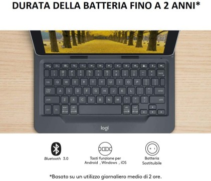 Logitech Tastiera Wireless Bluetooth Universal Folio Usb Ita Pc/Tablet