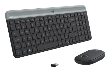 Logitech Slim MK470 tastiera Mouse incluso Universale RF Wireless QWERTZ Tedesco Grafite