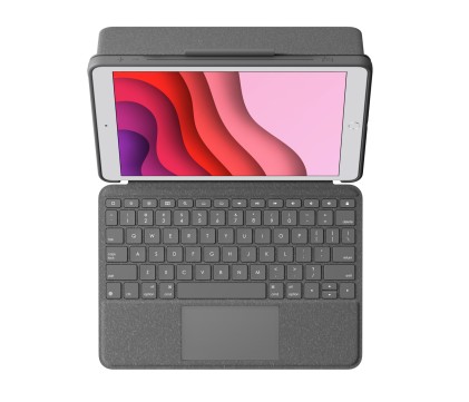 Custodia Logitech Combo Touch con tastiera wireless retroilluminata per iPad 7a e 8a generazione 10.2" - Trackpad - Scrittura, visualizzazione, disegno e lettura - Colore grigio