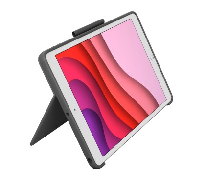 Custodia Logitech Combo Touch con tastiera wireless retroilluminata per iPad 7a e 8a generazione 10.2" - Trackpad - Scrittura, visualizzazione, disegno e lettura - Colore grigio