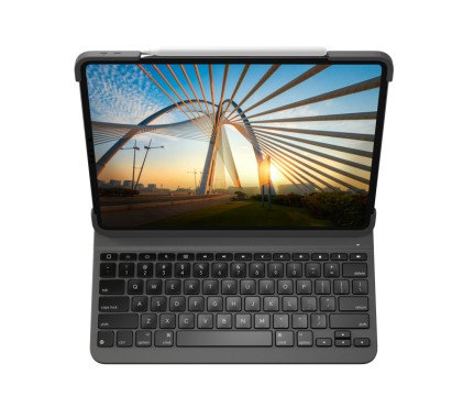 Custodia Logitech Slim Folio Pro con tastiera Bluetooth retroilluminata per iPad Pro 1a e 2a generazione 11" - Accensione/spegnimento automatico - Digitazione comoda - Chiusura magnetica - Colore grigio
