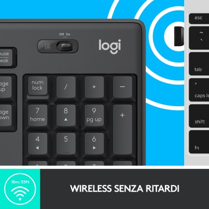 Tastiera Mk295 Log Wireless+Mouse Usb Silent Grafite