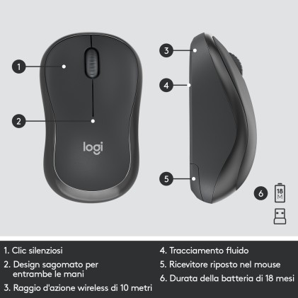 Tastiera Mk295 Log Wireless+Mouse Usb Silent Grafite