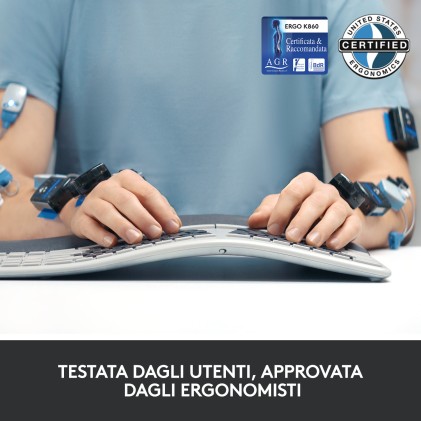 Tastiera Computer Logitech 920-010106 Ergo Wireless Split K860 Black