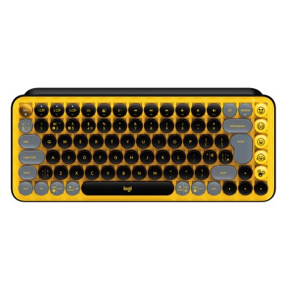 Logitech Tastiera Meccanica Pop Keys Wireless Tasti Emoji, Design Compatto, Bluetooth-Usb, Blast Yellow