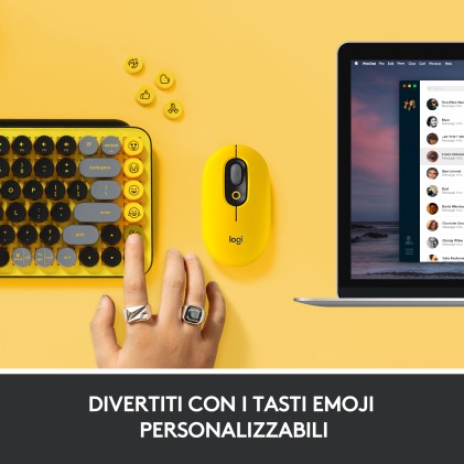Logitech Tastiera Meccanica Pop Keys Wireless Tasti Emoji, Design Compatto, Bluetooth-Usb, Blast Yellow