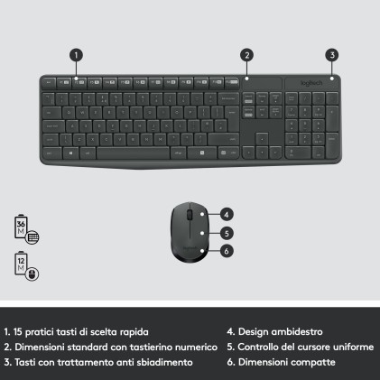 Tastiera E Mouse Logitech Wireless Combo Mk235