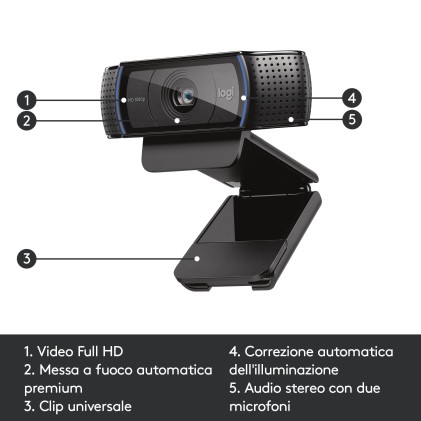 Webcam Logitech C920 Hd Pro Usb2 15Mp Fhd 1920X1080 Logitech