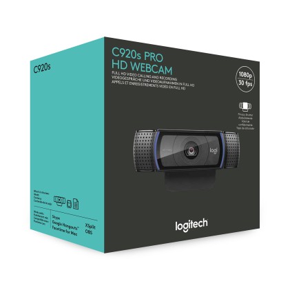 Logitech C920S HD Pro Webcam, Videochiamata Full HD 1080p/30fps, Audio Stereo ‎Chiaro, ‎Correzione Luce HD, Privacy Shutter, Per Skype, Zoom, FaceTime, Hangouts, ‎‎PC/Mac/Laptop/Tablet/XBox‎, Nero