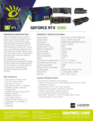 VGA Man GeForce RTX 3080 12GB Triple Fan LHR