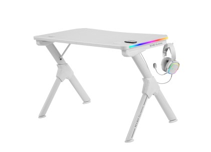 Marsgaming Gaming Desk Mgd Rgb Bianca Argb 3D Carbonio Gestione Cavi
