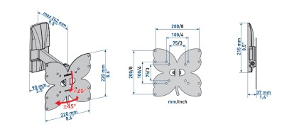 Supporto Monitor Parete Meliconi 200 Sr Slimstyle Plus 200 Sr Fino A 4