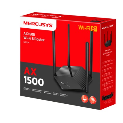Router Wifi 6 Ax1500 1201 5Ghz 300 2,4Ghz 1Wan 3Lan Gbit Lan 4 Antenne