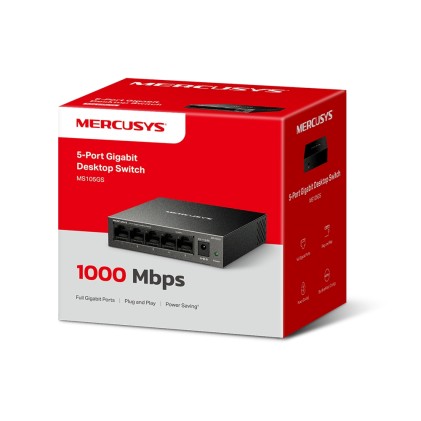 Mercusys MS105GS switch di rete Non gestito Gigabit Ethernet (10/100/1000) Nero